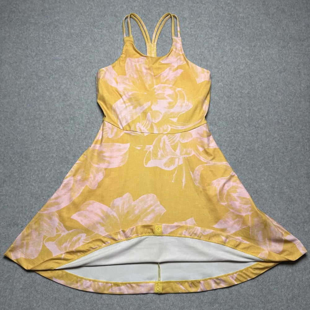 Title Nine Surefire Dress Romper Yellow Pink Floral XS Strappy with Pockets NWOT